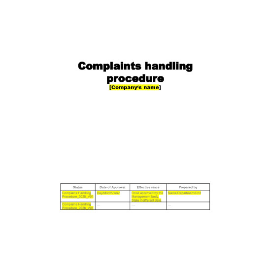 Complaints handling procedure Complaints handling procedure