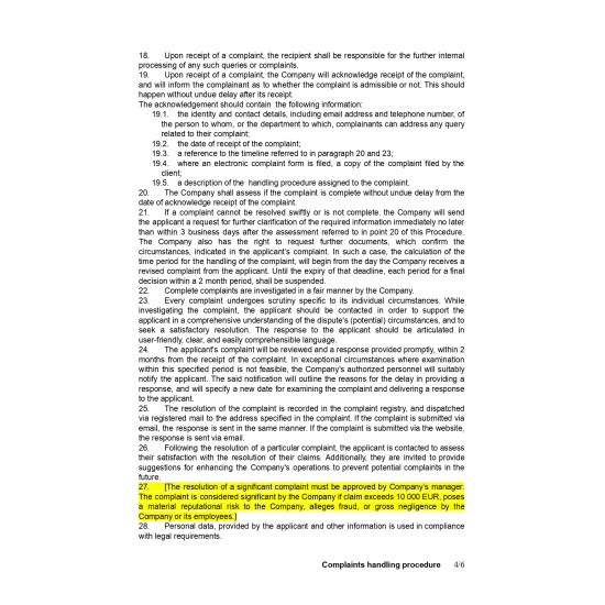 Complaints handling procedure Complaints handling procedure