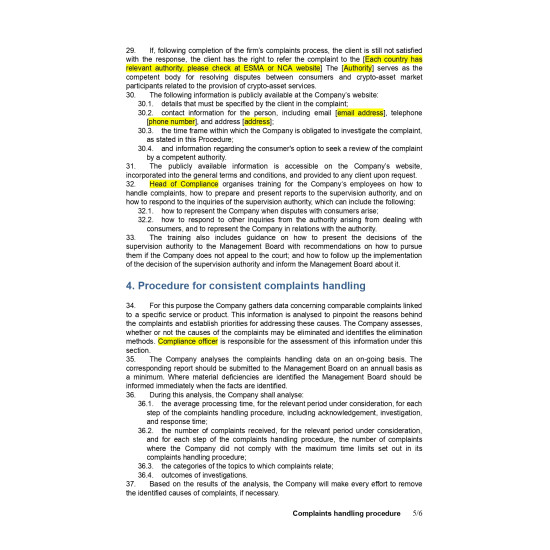 Complaints handling procedure Complaints handling procedure