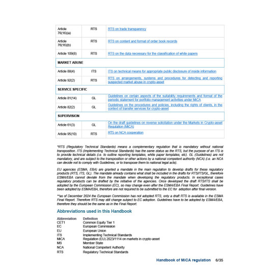 MiCA HANDBOOK -IŠTRAUKA MiCA HANDBOOK -IŠTRAUKA